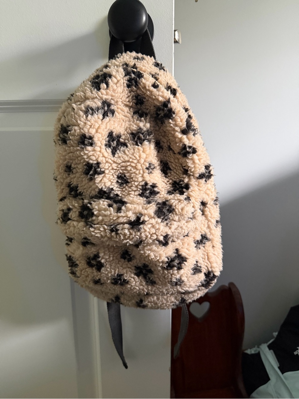 Zara Fuzzy Sherpa Jacket - Beige with Black Spot Pattern